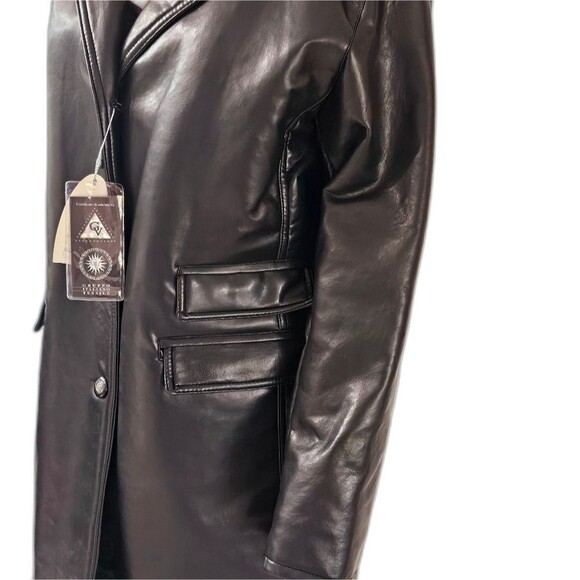 GV Designer Black Leather Women's Coat HAND MADE IN ITALY. New With Tag - Picture 7 of 16